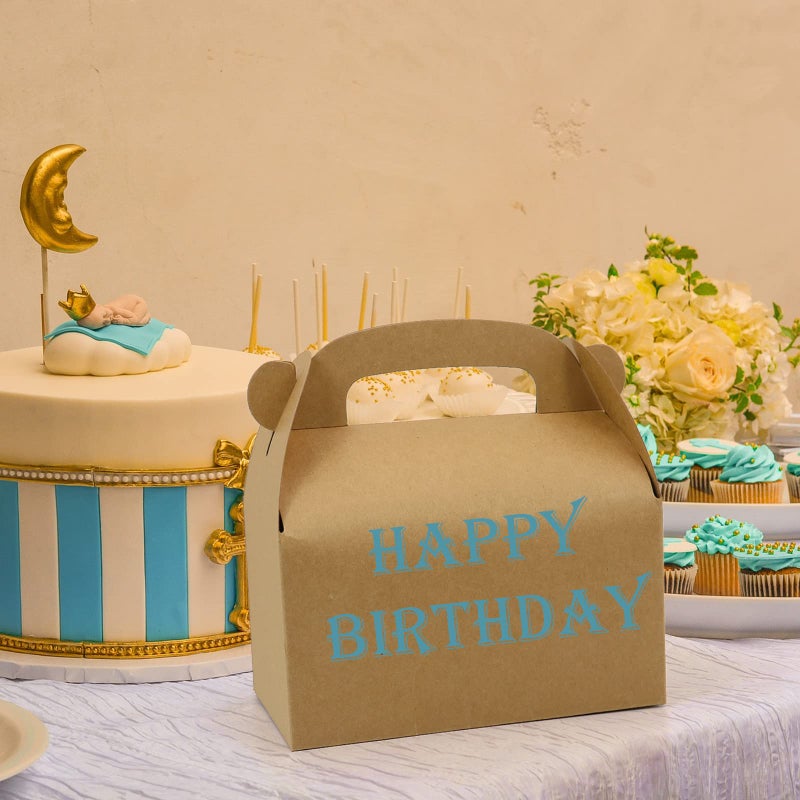 Oletx 24-Pack Brown Party Favor Treat Boxes  Goodie Boxes  Gable Paper Gift Boxes with Handles. Perfect for Birthday  Babyshower  and Any Fun Party - Image 4